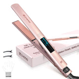 ZM ZHEMEI Hair Straightener, 1 Inch Flat Iron Hair Straightener with LED Display, Professional PTC Ceramic Negative Ion Hair Iron Dual Voltage for Women Hair, Heats up to 446°F, 6 Temps (Rosegold)