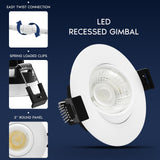LUXRITE 3-Inch Gimbal LED Recessed Lighting, 5 Color Selectable 2700K-5000K, 9 Watts, 750 Lumens, Adjustable 360º + 30º Swivel Spotlight, Dimmable, CRI90, IC & Wet Rated, ETL, White (12 Pack)