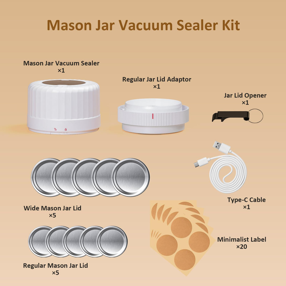 HTPOW Electric Mason Jar Vacuum Sealer - Fully Automatic Mason Jar Vac ...