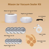 HTPOW Electric Mason Jar Vacuum Sealer - Fully Automatic Mason Jar Vacuum Sealer Kit for All Mason Jars with Regular Lids and Wide Mouth Lids, A Must-Have Tool for Canned Foods/Pantry - White