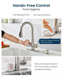APPASO Touchless Kitchen Faucet with Soap Dispenser Brushed Nickel, Side Motion Sensor Lead-Free Faucet, Single Hanle 3-Mode Hands-Free Faucet for Kitchen Sink (cUPC-Certified Parts)