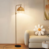 XZHGCEE Boho Floor Lamp for Living Room: Rattan Floor Lamp for Bedroom - Gold Standing Lamp with Dimmable Tall Lamp,No Bulb