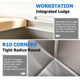 BoomHoze 30 Inch Undermount Kitchen Sink Stainless Steel, 30 x 19 Inch Undermount Workstation Sink 16 Gauge 10 Inch Deep Commercial Single Bowl Kitchen Sink