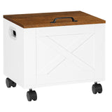 HOOBRO File Cabinet, Under Desk Small Filing Cabinet with Drawer, Rolling File Cart with Lid, Hanging File Organizer, White and Walnut