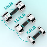 LIFERUN 15lb Steel Adjustable Dumbbell Set of 2, Free Weights Dumbbells Set, Non-Slip and Comfortable Foam Handle, Adjustable Dumbbells Weights Set for Home Gym Office Exercise