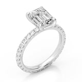 MSBLUE® Size 5.5 2ct Emerald Cut Moissanite Engagement Ring