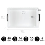 40 Qt Plastic Under Bed Storage Nestable Organizer Bin Container with Secure Lids and Durable Buckles, 3-Pack | Black/Clear IRIS