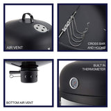 Charcoal BBQ Smoker Grill - 20 Inch Vertical Smoker for Outdoor Cooking Grilling Realcook