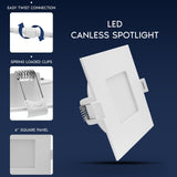 LUXRITE 4 Inch LED Recessed Light, ECO Backlit Mini Panel Spotlight, 5CCT 2700K-5000K, 1000 Lumens, High Output, 11 Watts, Dimmable, IC Rated, Wet Rated, ETL Listed, Energy Star, Sqaure (24 Pack)