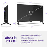 Roku Smart TV – 24-Inch Select Series, 720p HD TV – Roku TV with Voice Remote – Flat Screen LED Television with Wi-Fi for Streaming Live Local News, Sports, Family Entertainment