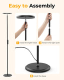 Natapai Floor Lamps for Living Room, 69" Tall LED Lamp, 2800LM Standing Lamp Remote & Foot Switch with 1H Timer, 2700-6500K Stepless Dimmable Modern Pole Light for Bedroom, Reading, Black