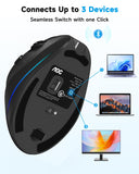 AOC Ergonomic Mouse, 2.4GHz Wireless Bluetooth Vertical Mouse, Rechargeable
