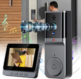 Video Doorbell with Monitor - Video Intercom System with 4.3 Inch 1080P HD Monitor 2.4G Module Connection, No APP and Subscription Fees, Two-Way Audio, Comes with an 8GB Memory Card Card Night Vision