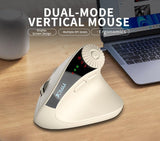 IDJXNXYDH Ergonomic Vertical Wireless Mouse Bluetooth & 2.4G USB Receiver Silent Vertical Mouse with LED Indicator Screen Multifunctional Turntable for Office Work