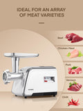 Meat Grinder Heavy Duty, 3000W MAX, 5 in1 Meat Grinder for Home with Stainless Steel Sausage Stuffer Tubes(2 Sizes), Kubbe Maker & Burger/Slider Maker, Storage Box