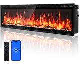 72” Smart Electric Fireplace with Voice Control, Realistic Flame, Crackling Sound, Wall Mounted or Recessed Fireplace Insert, App/Remote Control, Logs & Crystals Included for Living Room, Bedroom
