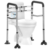 UGarden Toilet Safety Rails, Stainless Steel Adjustable Toilet Frame with Soft Handles&Tissue Holder, 380LBS Foldable Detachable Toilet Safety Frame for Elderly, Seniors, Handicap & Disabled
