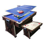 7ft Pool Table Air Hockey 3 in 1 Pool Table Blue Felt - Bullet