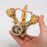MechPuConToy Engine Model Kit That Works, RW-V2 Mini V-Shape Double Cylinder Reciprocating Steam Engine Model for 70-130cm Steamships (Boiler Not Included)