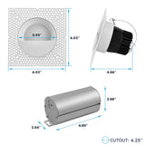 LUXRITE 4-Inch LED Trimless Recessed Spotlight with White Wall Washer Trim Replacement 25W, 2000LM, 2700K-5000K, 38° Beam Angle, Dimmable, Push-n-Lock, CRI90, Damp & IC Rated, ETL White (4 Pack)