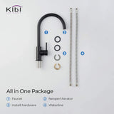 KIBI KKF2001 Lowa Single Handle Bar Sink Faucet with 360 Degree Swivel Spout | High Arc Single Hole Kitchen Faucet in Matte Black Finish | Rust and Corrosion Resistant