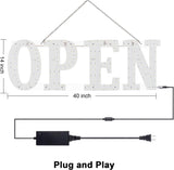 40"x14" Large LED Open Signs for Business with Remote, Super Bright Unique Design Open Sign with Hanging Installation, High Visibility Open Sign for Stores Bar Hotel Retail Shops Window Salon Restaurant Office