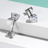 FANCIME Mothers Day Gifts 14k Solid White Gold Moissanite Stud Earrings Round 4 Prong Total 2 Carat Moissanite Earrings 6.5mm D-E Color VVS Clarity Fine Jewelry Gifts for Women