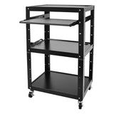 4 Shelves AV Cart Rolling Standing Desk Stand up Desk with Wheels & Tray