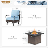 Sophia & William Metal Patio Furniture Set with Fire Pit Table, 5 Pieces