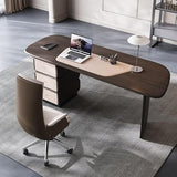 AQWASYUTER Office Computer Desk Retro Style Study Desk with Storage Cabinet