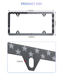 BGGTMO American Flag License Plate Frames- Black Stainless Steel Car Tag Holder Printed with USA Flag Pattern, 4 Hole 2 Pack with Screws Caps Decals for Front Rear