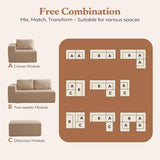 Furnify 106" Modular Sectional Couch Left/Right Facing Convertible, L-Shape Modern Teddy Sofa, Deep Seat Upholstered Foam Couch for Living Room Bedroom, No Assembly Required (Camel, Teddy Boucle)