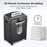 12-Sheet Micro Cut Shredders for Home Office, 60 Minute P-4 Security Level Paper Shredder for CD, Credit Card, Mails, Staple, Clip, with Jam-Proof System & 4.2 Gal Pullout Bin C266-B bonsaii