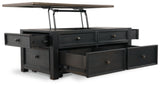 Signature Design by Ashley Tyler Creek Rustic Farmhouse Lift Top Coffee Table with Drawers, Brown & Black