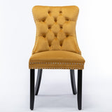 MOOLSUN Velvet Dining Chairs Set of 8, High Back Side Chairs, Modern Padded High-End Tufted Upholstered Chairs with Button-Tufted Back & Rear Pull Tabs, Solid Wood Legs E-Gold(Solid Wood Legs)