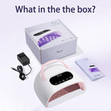 Shexnail UV LED Nail Lamp, Professional High Watt Gel Nail Lamp with Smart Sensor, Fast Curing 4 Timers Large Manicure Dryer for Gel Nails, Plug-in Nail Light with 57 Beads for Salon Home Gift Women