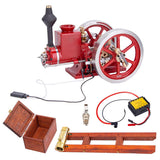 MechPuConToy Engine Model Kit That Works, HM-01 4-Stroke Horizontal Water-Cooling Full Metal Hit and Miss Engine Model with Starter Ignition Kit (KIT Version)