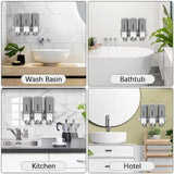 No-Drill 3 Pack 500ml Wall Mounted Soap Dispenser for Bathroom and Kitchen, Shampoo and Conditioner Dispenser Drill Free with Adhesive(Square-Grey)