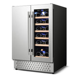 Tylza Wine and Beverage Refrigerator, 24 Inch Dual Zone Wine Beverage Cooler, Holds 20 Bottles and 88 Cans, Built-In and Freestanding