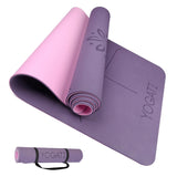 YOGATI Yoga Mat with Alignment Lines. Exercise mat with carry strap. Pilates mats for yoga or Fitness. Non slip Workout Mat. Thick Yoga Mats for women and men. Gym mats for home. Yoga matt thick. YOGATI