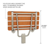 Seachrome 18-inch x 15-inch in ADA Folding Wall Mount Bathroom Shower Seat Bench, Teak Phenolic Seat