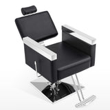 BarberPub Classic Recline Hydraulic Barber Chair Salon Spa Chair Hair Styling Beauty Equipment 3018 (Black)
