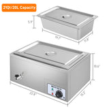 ROVSUN 2-Pack 21QT Full Pan Commercial Food Warmer, 110V Stainless Steel Bain Marie Buffet Electric Food Warmer, Stove Steam Table with Temperature Control & Lid for Parties, Catering, Restaurants