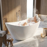 67" Acrylic Freestanding Soaking Bathtub, Free Standing Tub, Stylish Stand Alone Contemporary Soaking Tub with Integrated Overflow and Drain In Chrome, cUPC Certified