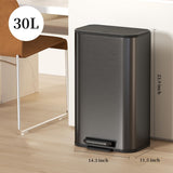Trash Can - Stainless Steel Garbage Cans with Step-On Pedal, Removable Inner Bucket