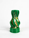 MAKER 3D Twist Spiral Table Lamp in Grass Green - Handmade 3D Printed Shadow Projection Night Light, Dimmable USB LED Bedside Accent Lamp for Bedroom, Nursery and Office Desk Decor
