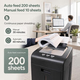 Trishintage Paper Shredder Heavy Duty 200 Sheet Auto Feed P-5 Micro Cut