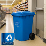 Getzi Blue Recycle 95-Gallon Wheeled Rectangular Trash Can with Hinged Lid
