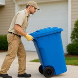 Getzi Blue 95-Gallon Wheeled Rectangular Trash Can with Hinged Lid
