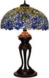 Tiffany-Style Lamp Table Peach Kapok Peony Glass Lampshade Desk(